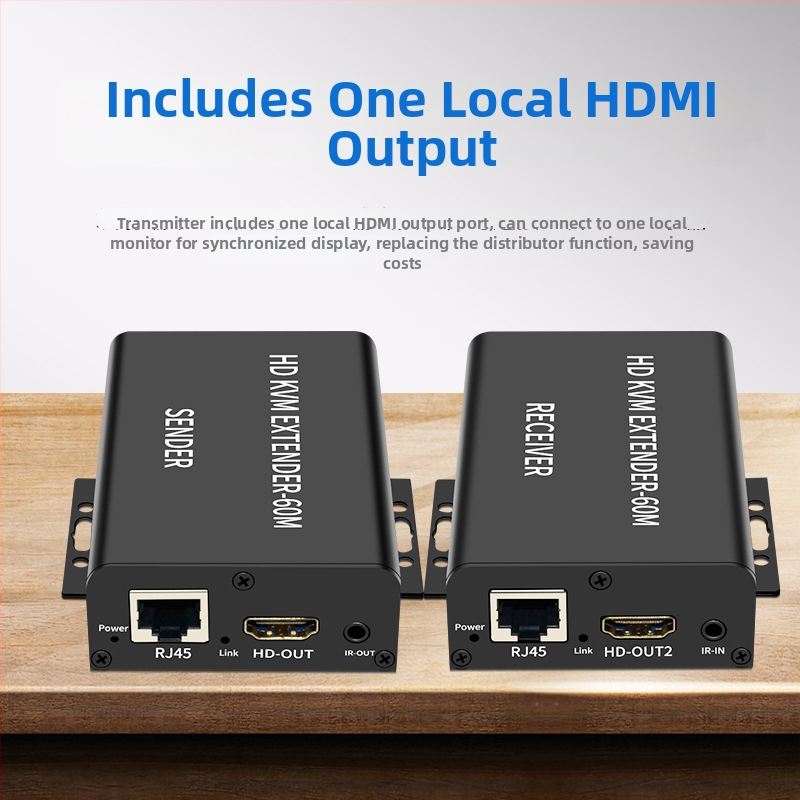 HDMI extender 60 m s USB KVM, myšou a klávesnicou, PoE jednosmerné napájanie, 1080P@60Hz