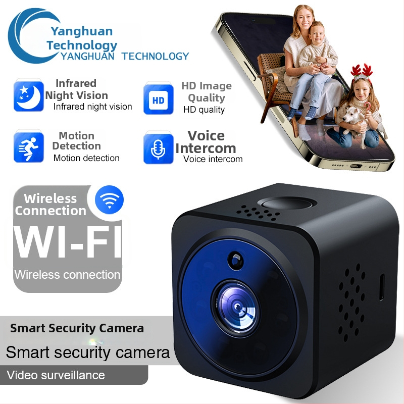 AS02 Безжична WiFi мини камера за детегледачка/бебе, домашно наблюдение, двупосочно аудио, MicroSD запис