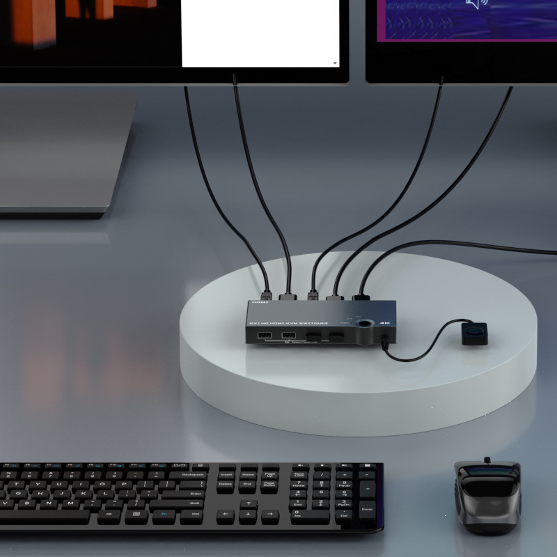 KVM HDMI prekidač, 2 ulaza, 1 izlaz, 1080p, USB hub, metalno kućište