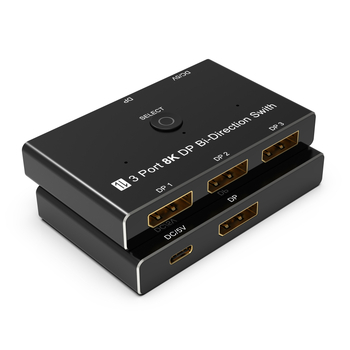 DP1.4 8K30Hz switch cu alimentare USB-C, splitter DP 1 la 3, convertor DP bidirecțional