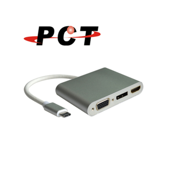 Adaptor USB-C 3 în 1 HDMI DP VGA, 1080p, cablu 15 cm