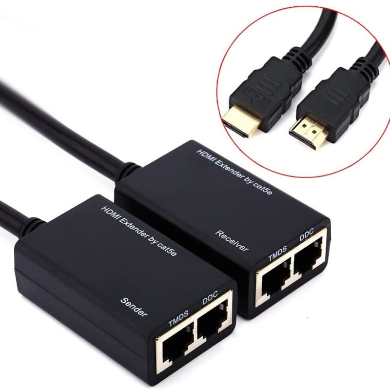 Extender HDMI 30 m, transmisie RJ45, rezoluție 1920x1080