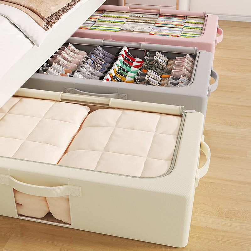 Cutie de depozitare sub pat — țesătură poliester, capacitate 70–80 L, portabilă, model SNX4054