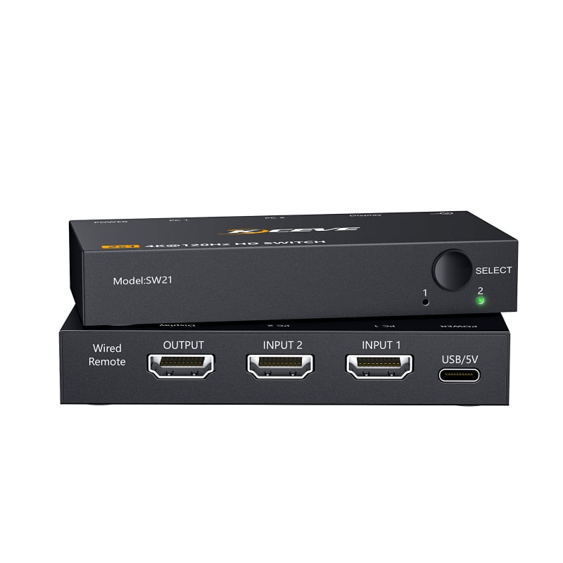 HDMI prekidač sw21, 8K60Hz, 2 ulaza/1 izlaz, KVM prekidač, duljina kabela 1,5 m