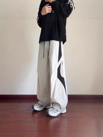 Pantaloni cargo casual pentru bărbați, croială dreaptă, închidere cu șnur și curea, material poliester ≥90%, toamnă