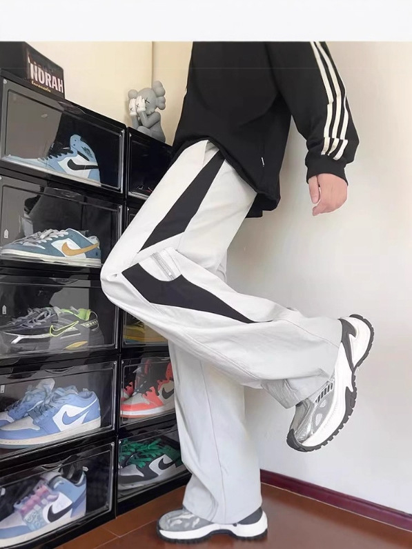 Pantaloni cargo casual pentru bărbați, croială dreaptă, închidere cu șnur și curea, material poliester ≥90%, toamnă