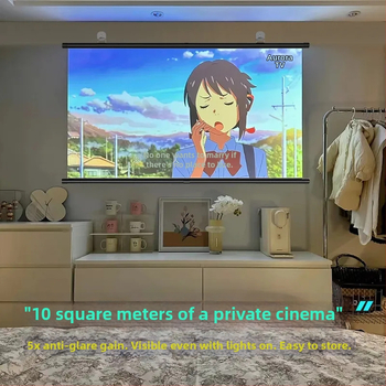 Domáci 4K UHD projekčný plátno s proti odleskom, bez vŕtania, do obývačky a spálne