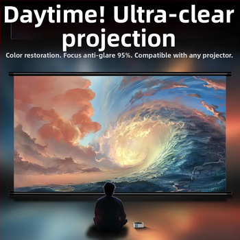 Domáci 4K UHD projekčný plátno s proti odleskom, bez vŕtania, do obývačky a spálne