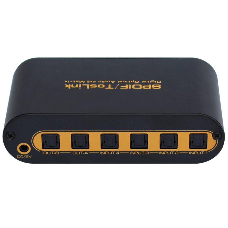 SPDIF optički matrčni prekidač/distributer, 4 ulaza 2 izlaza, digitalni zvuk, 1080p