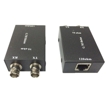 Adaptor Hxad G.703 RJ45 către BNC, de la balansat la deze balansat, impedanță 75-120 ohm, nucleu de cupru, carcasă metalică, suportă gestionare a alimentării, nu suportă wake-up de la distanță, destinat liniei de monitorizare a securității.