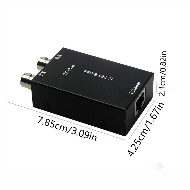 Adaptor Hxad G.703 RJ45 către BNC, de la balansat la deze balansat, impedanță 75-120 ohm, nucleu de cupru, carcasă metalică, suportă gestionare a alimentării, nu suportă wake-up de la distanță, destinat liniei de monitorizare a securității.