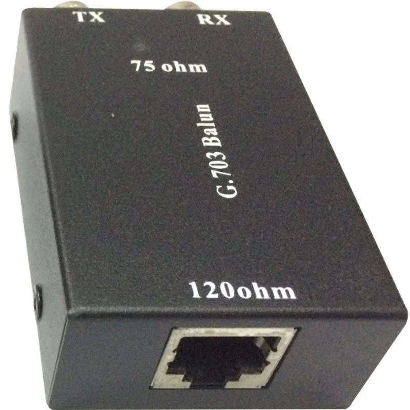 Adaptor Hxad G.703 RJ45 către BNC, de la balansat la deze balansat, impedanță 75-120 ohm, nucleu de cupru, carcasă metalică, suportă gestionare a alimentării, nu suportă wake-up de la distanță, destinat liniei de monitorizare a securității.