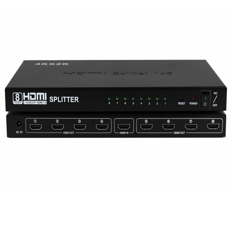 HDMI splitter 1x8, 4K ogledno prikazivanje na osam zaslona