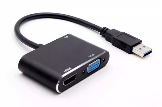 Convertor USB către HDMI dual și adaptor VGA, model Fd-h03, rezoluție 2K, compatibil Windows 7, cablu de 0,12 m