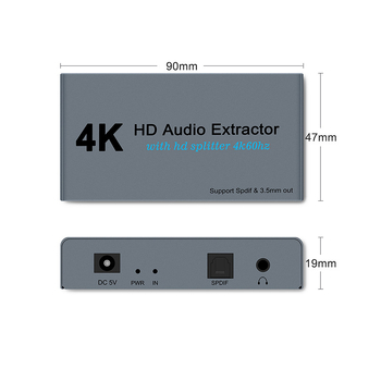 WIISTAR E12 HDMI διαχωριστής ήχου, 4K/2160P, 1 είσοδος HDMI, 2 έξοδοι ήχου, 3,5 mm ήχος