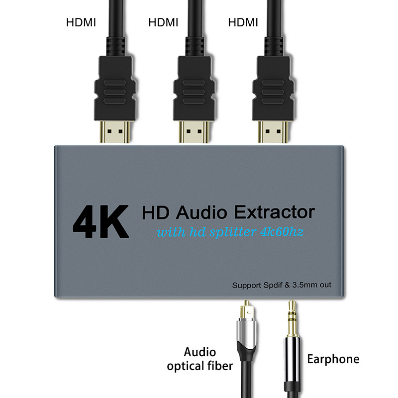 WIISTAR E12 HDMI διαχωριστής ήχου, 4K/2160P, 1 είσοδος HDMI, 2 έξοδοι ήχου, 3,5 mm ήχος
