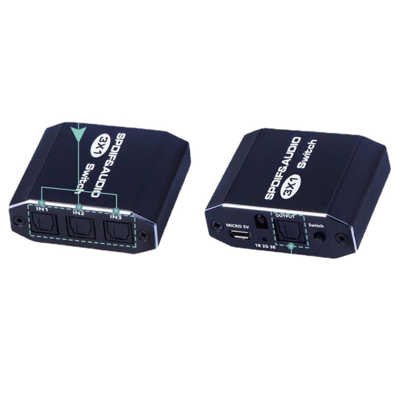 Comutator SPDIF optic 3×1, comutator video 1080P, trezire la distanță, gestionare alimentare, cablu 15 m