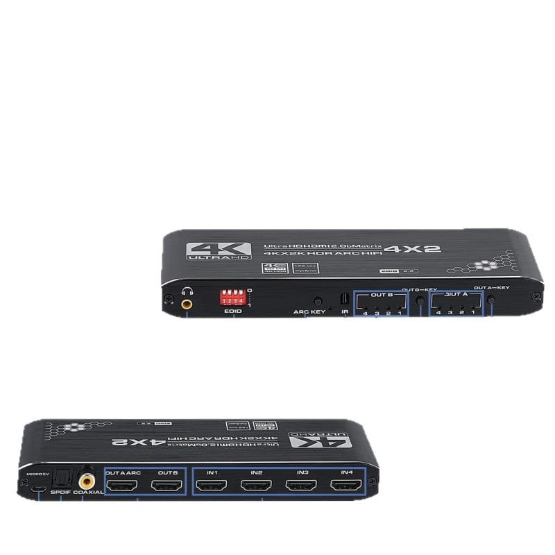 HDMI 2.0 matrica prekidač 4x2 s 4K60Hz, odvajanje zvuka + ARC, HDCP2.2