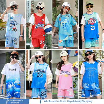 Detský krátky rukáv športový set na basketbal a beh – rýchloschnúci, priedušný polyester, 90% polyester, unisex