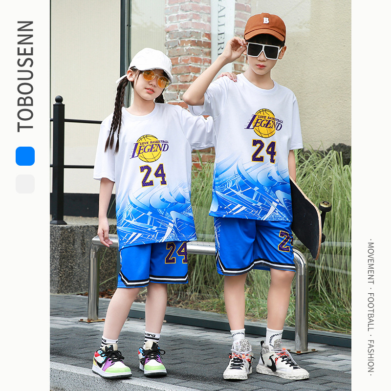 Gyerekeknek szóló rövid ujjú sportos szett kosárlabdára és futásra – gyorsan száradó, lélegző poliészter, 90% poliészter, uniszex