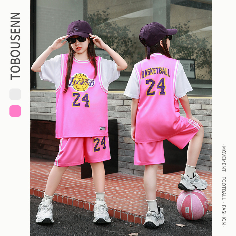 Gyerekeknek szóló rövid ujjú sportos szett kosárlabdára és futásra – gyorsan száradó, lélegző poliészter, 90% poliészter, uniszex