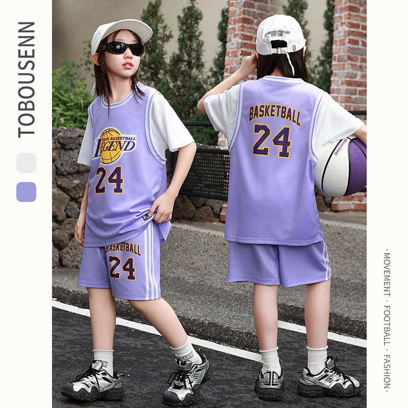 Gyerekeknek szóló rövid ujjú sportos szett kosárlabdára és futásra – gyorsan száradó, lélegző poliészter, 90% poliészter, uniszex