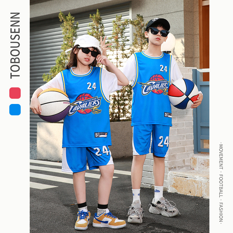 Gyerekeknek szóló rövid ujjú sportos szett kosárlabdára és futásra – gyorsan száradó, lélegző poliészter, 90% poliészter, uniszex