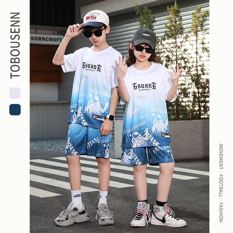 Gyerekeknek szóló rövid ujjú sportos szett kosárlabdára és futásra – gyorsan száradó, lélegző poliészter, 90% poliészter, uniszex