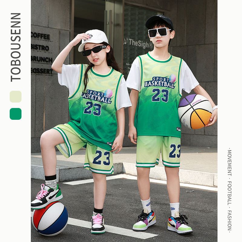 Gyerekeknek szóló rövid ujjú sportos szett kosárlabdára és futásra – gyorsan száradó, lélegző poliészter, 90% poliészter, uniszex