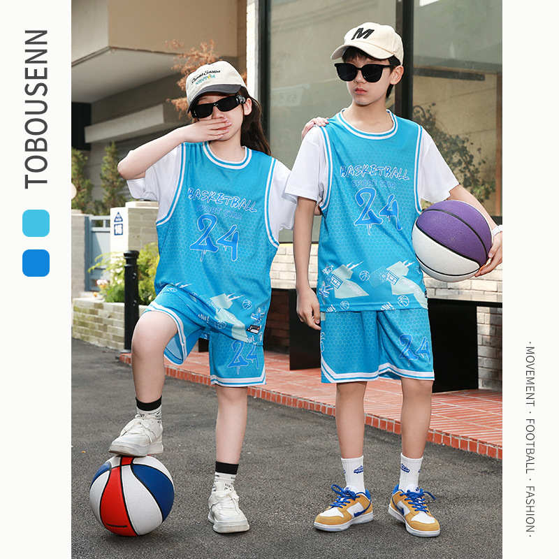 Gyerekeknek szóló rövid ujjú sportos szett kosárlabdára és futásra – gyorsan száradó, lélegző poliészter, 90% poliészter, uniszex