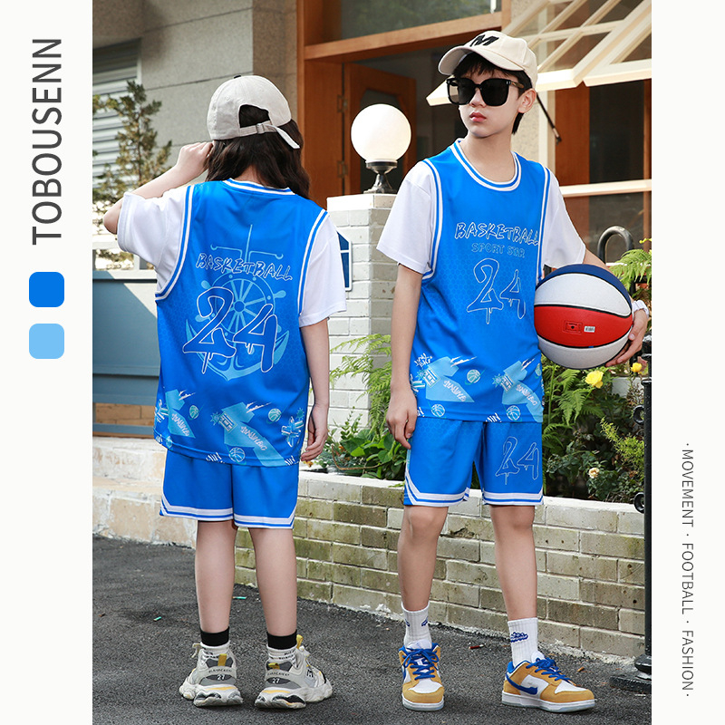 Gyerekeknek szóló rövid ujjú sportos szett kosárlabdára és futásra – gyorsan száradó, lélegző poliészter, 90% poliészter, uniszex