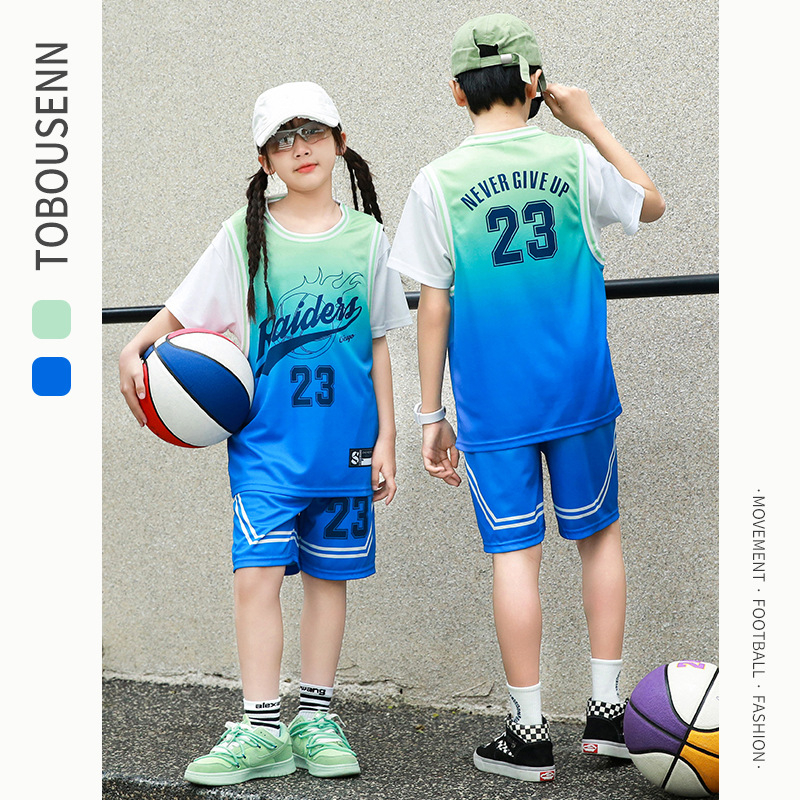 Gyerekeknek szóló rövid ujjú sportos szett kosárlabdára és futásra – gyorsan száradó, lélegző poliészter, 90% poliészter, uniszex