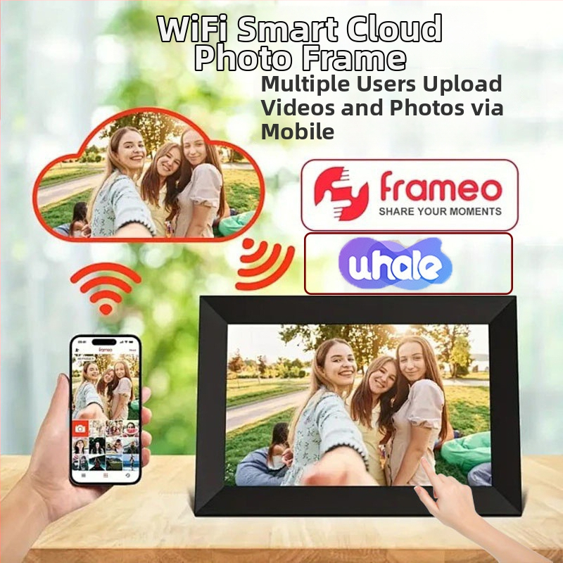 Inteligentný cloudový digitálny rám na fotky s rozlíšením 1280×800, 32 GB úložiska, podpora TF karty, dotykové ovládanie a ovládanie cez aplikáciu