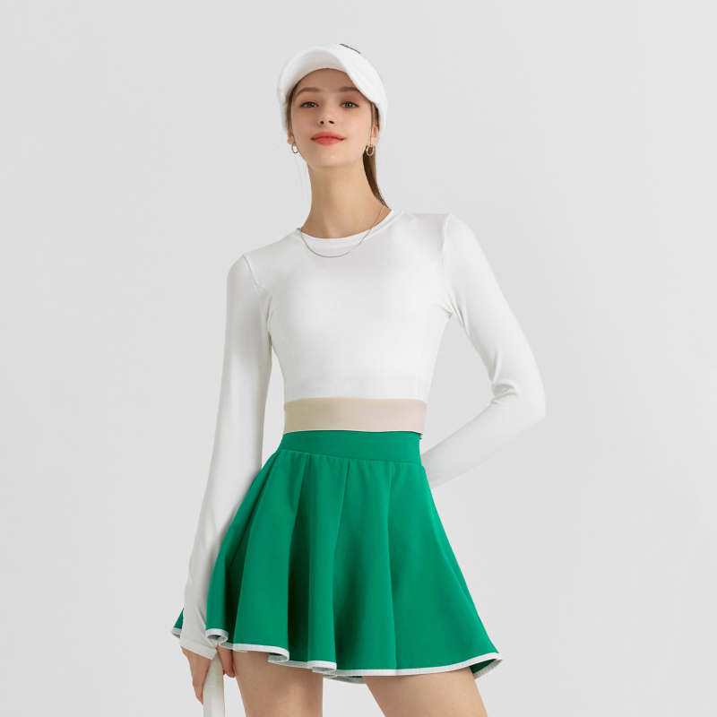 Ženski dvodijelni sportski komplet s dugim rukavima, okrugli izrez, Nylon/Spandex 90/10, četiri sezone