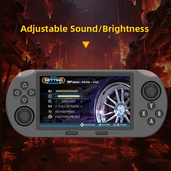 SF3000 PSP štýlová prenosná konzola s dvojitým joystickom, vstavaný operačný systém, USB rozhranie, AV výstup, MP4 video prehrávač
