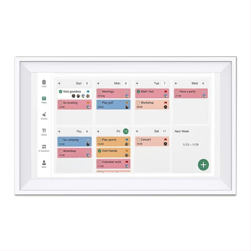 Wi‑Fi‑val és alkalmazással ellátott digitális naptár (1280×800 felbontás, ABS tokozás, 32GB tárhely, SD-kártya támogatás, videólejátszás)