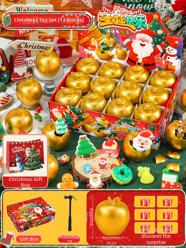 Detský vianočný darček: Jablko pokoja, Štedrý večer s Mikulášom, Malé suveníry, krabica prekvapenie so zlatým vajcom (Balenie: darčeková krabička + krabička pre elektronický obchod; Materiál: plast; Vianoce; Blind box)