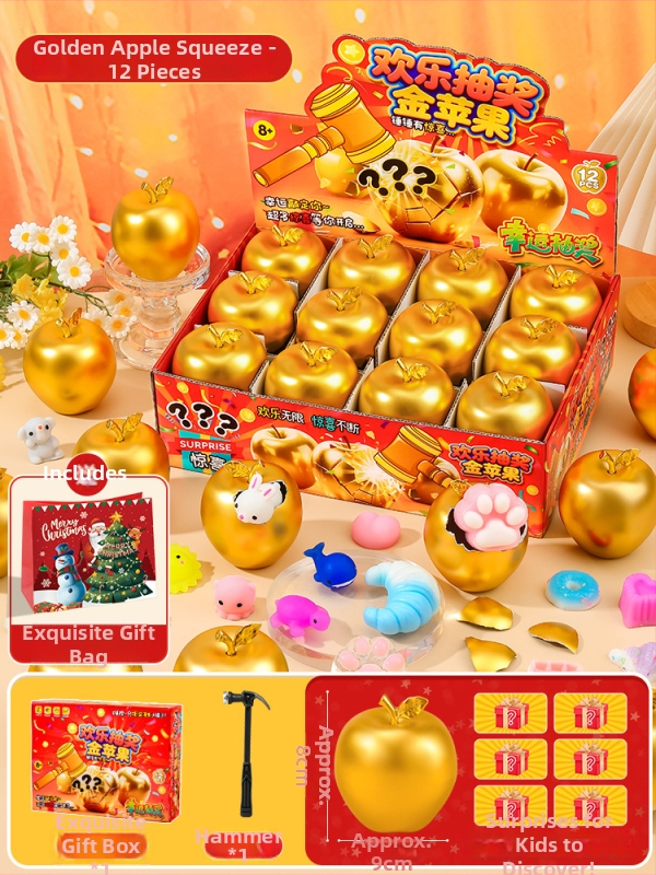 Detský vianočný darček: Jablko pokoja, Štedrý večer s Mikulášom, Malé suveníry, krabica prekvapenie so zlatým vajcom (Balenie: darčeková krabička + krabička pre elektronický obchod; Materiál: plast; Vianoce; Blind box)