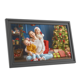 WiFi-s Digitális fotókeret telefonról feltöltéssel, 1280x800 felbontás, 16GB tárhely, SD/TF kártya támogatás, érintőképernyő, zene és videó lejátszás