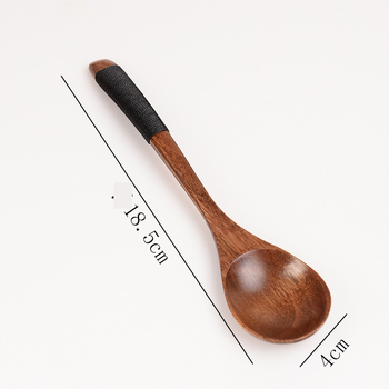 Ιαπωνικό κουτάλι σούπας/κουτάλι ρυζιού/ξύλινο κουτάλι με στρογγυλό λαιμό και vintage σχέδιο, τυλιγμένο με κλωστή, κατάλληλο για επιδόρπια