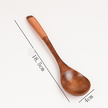 Ιαπωνικό κουτάλι σούπας/κουτάλι ρυζιού/ξύλινο κουτάλι με στρογγυλό λαιμό και vintage σχέδιο, τυλιγμένο με κλωστή, κατάλληλο για επιδόρπια