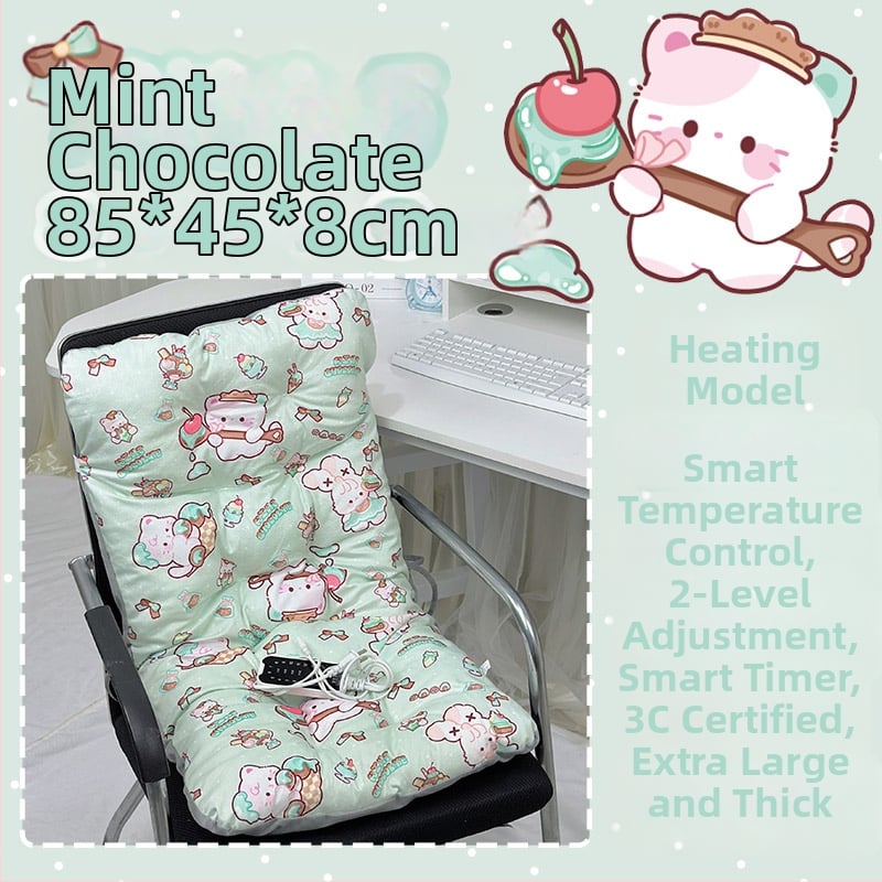 Електрически загряваща седалкова възглавничка с интегрирана облегалка за офис, USB захранване, повърхност от естествена кожа, унисекс