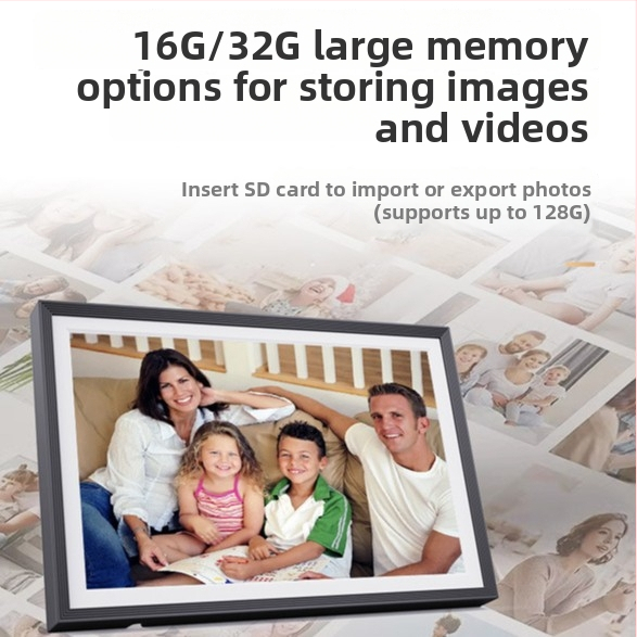 Frameo digitálny rám s Wi‑Fi, IPS dotyková obrazovka, 1280x800 rozlíšenie, 16GB/32GB úložisko, podpora microSD karty