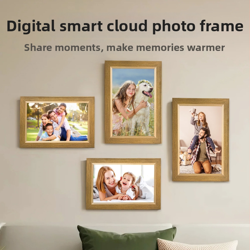 Uhale rám z masívneho dreva, WiFi digitálny rám na fotky s cloudom, elektronický fotoalbum s dotykovým ovládaním a senzorom gravitácie
