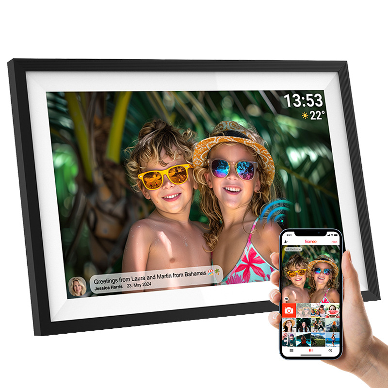 BOZZ PFF1016 Pametni digitalni okvir za fotografije s HD dodirnim zaslonom, 1920x1080, 4GB memorije, podrška SD/USB/TF karticama, 16:9 omjer, reprodukcija glazbe i videa