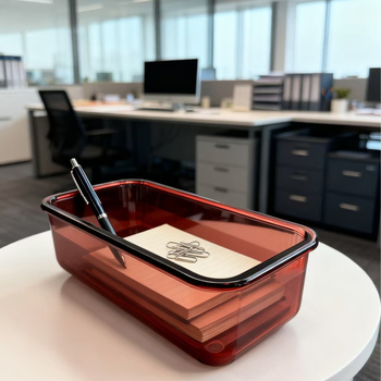 Cutie de depozitare pentru rechizite de birou, material PC, poate fi stivuită, capacitate 4,8 L, modele variate, fără capac