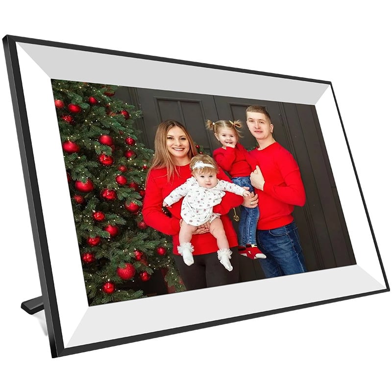 Digitalni okvir za fotografije s cloud albummom, Wi‑Fi, IPS zaslon 1280x800, 16 GB pohrane, reprodukcija glazbe i videozapisa