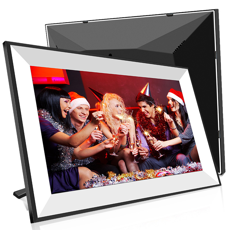Digitalni okvir za fotografije s cloud albummom, Wi‑Fi, IPS zaslon 1280x800, 16 GB pohrane, reprodukcija glazbe i videozapisa