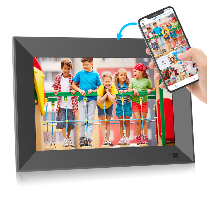 Cadru foto digital cu WiFi, suport cloud, ecran IPS 1280x800, card TF 32GB