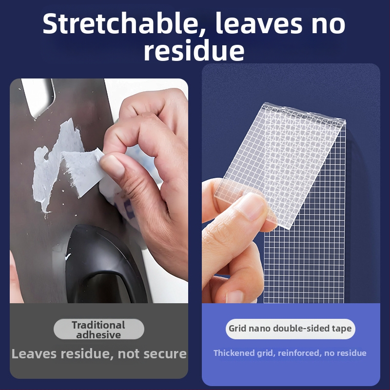 Прозрачна акрилна наномрежеста двустранна лента, дебелина 1 мм, дължина 1/3/5/10 м, ширина по поръчка, без остатък за стени и рамки